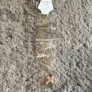 Gold Druzy Agate Cross Necklace